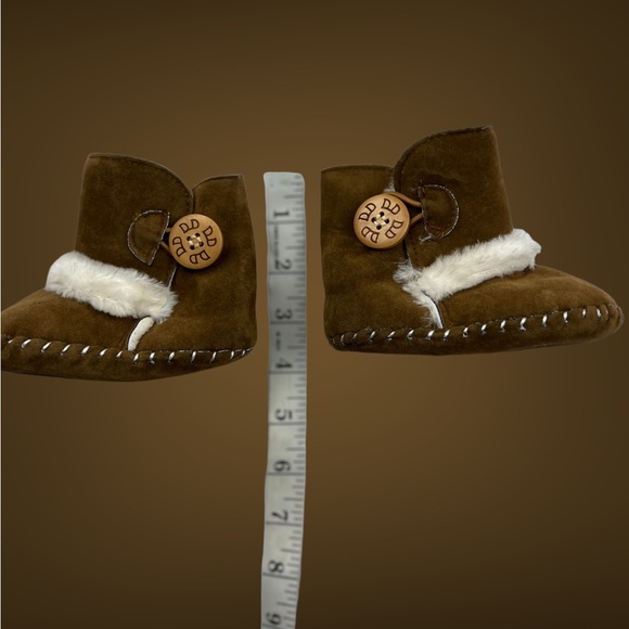 Furry Boots with Button Detail—12-18 months Brown - Picture 8 of 12